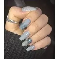 Grey Acrylic Nail Art