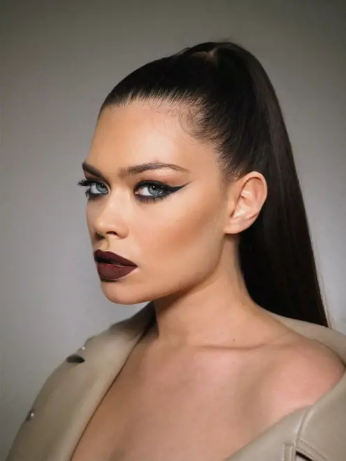 Winged look with eyeliner on hooded eyes