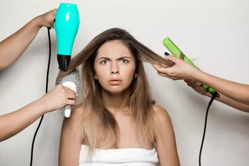 woman doesnt like using air dryer